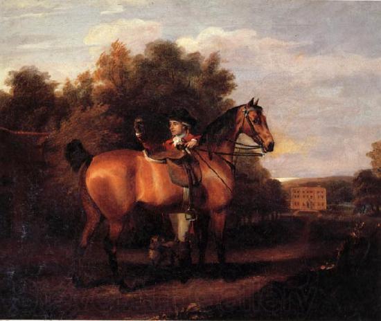 Henry Walton A Gentleman,Said to Be mr Richard Bendyshe with his Favorite Hunter in a Landscape Spain oil painting art